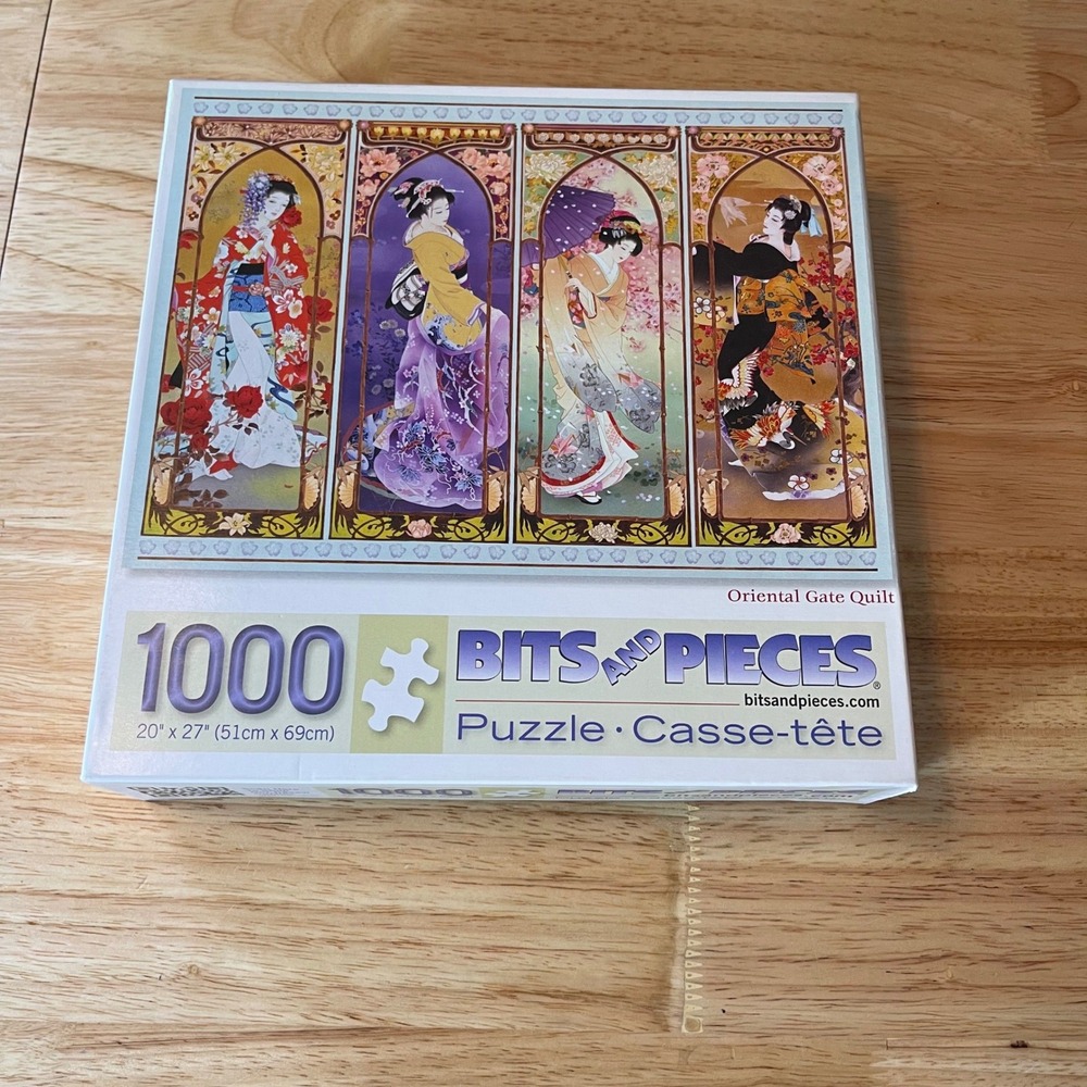 Bits and Pieces 1000 Piece Jigsaw Puzzle Oriental Gate Quilt Asian Art Kimono